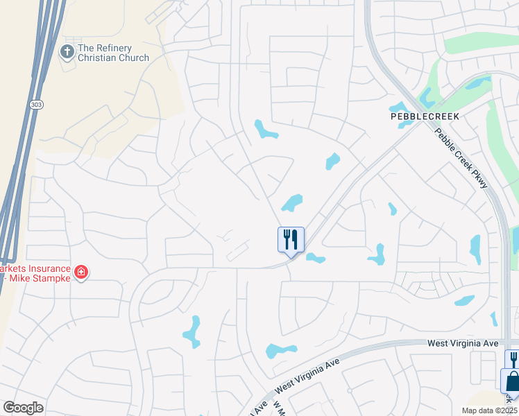 map of restaurants, bars, coffee shops, grocery stores, and more near 3226 North 163rd Drive in Goodyear
