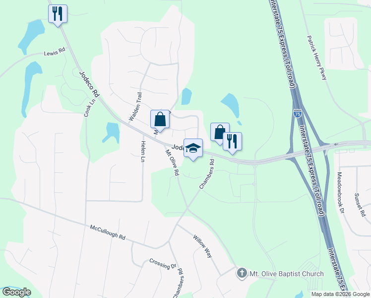 map of restaurants, bars, coffee shops, grocery stores, and more near 545 Plantation Cove in Stockbridge
