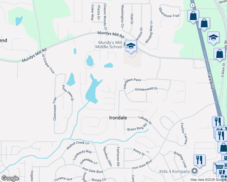 map of restaurants, bars, coffee shops, grocery stores, and more near 10006 Flagg Court in Jonesboro