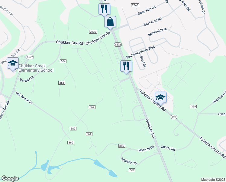map of restaurants, bars, coffee shops, grocery stores, and more near 324 Norfolk Drive in Aiken