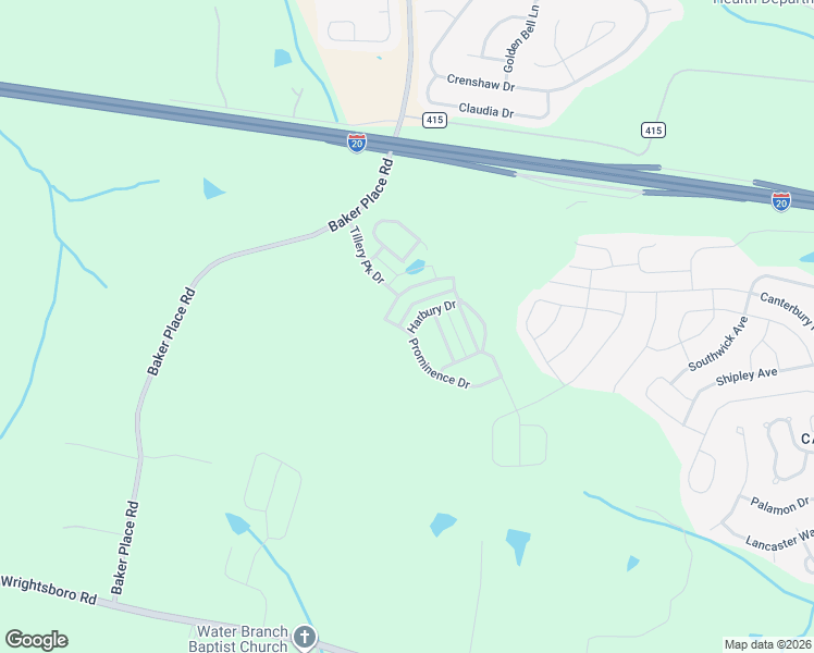 map of restaurants, bars, coffee shops, grocery stores, and more near 626 Baker Place Road in Grovetown