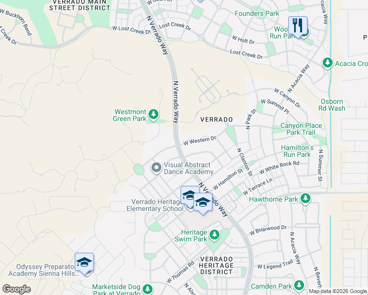 map of restaurants, bars, coffee shops, grocery stores, and more near 20883 West Western Drive in Buckeye