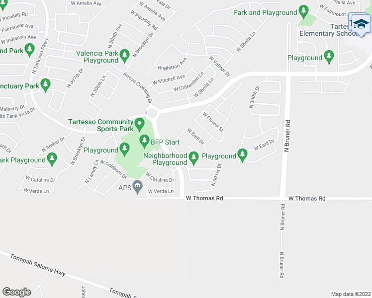 map of restaurants, bars, coffee shops, grocery stores, and more near 3210 North 302nd Court in Buckeye