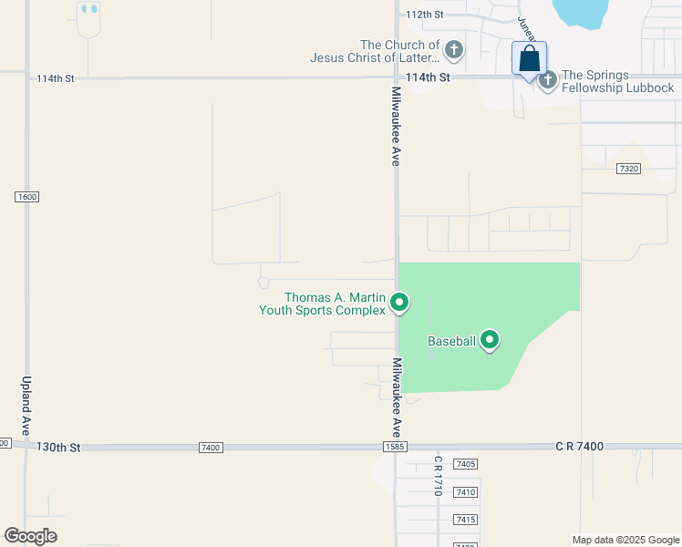 map of restaurants, bars, coffee shops, grocery stores, and more near 6532 122nd Street in Lubbock
