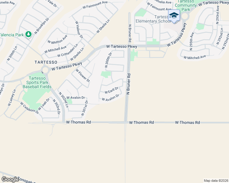 map of restaurants, bars, coffee shops, grocery stores, and more near 29971 West Earll Drive in Buckeye