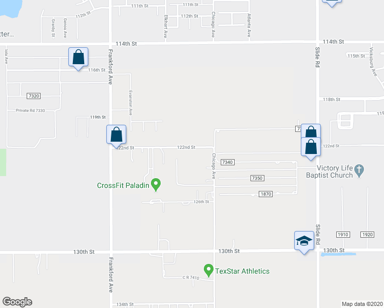 map of restaurants, bars, coffee shops, grocery stores, and more near 5521 122nd Street in Lubbock