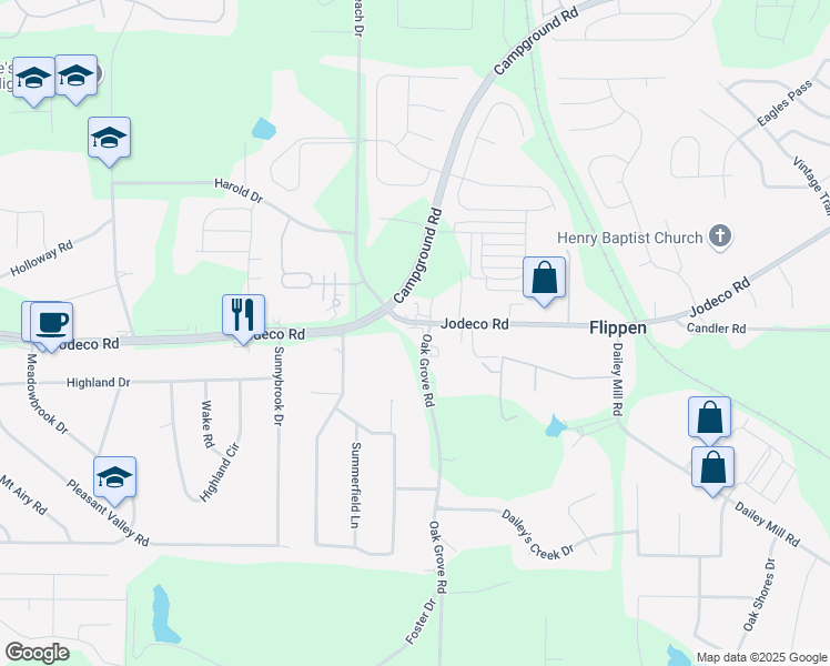 map of restaurants, bars, coffee shops, grocery stores, and more near 3656 Jodeco Road in McDonough