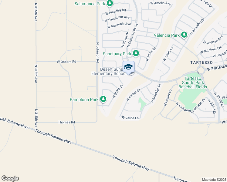 map of restaurants, bars, coffee shops, grocery stores, and more near 31018 West Earll Drive in Buckeye