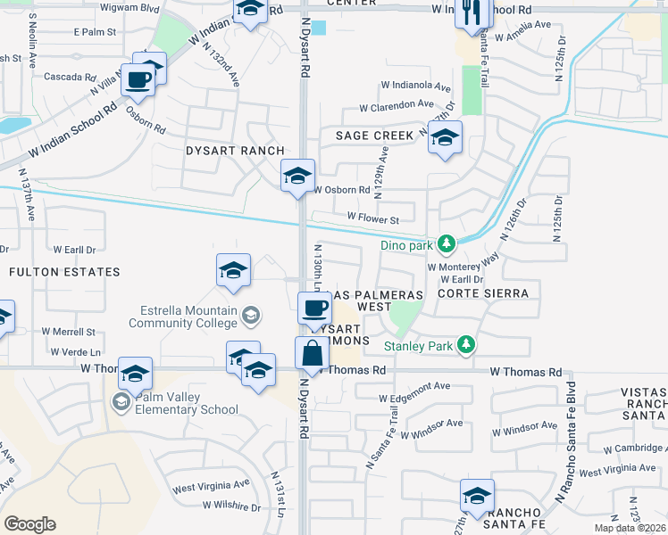 map of restaurants, bars, coffee shops, grocery stores, and more near 13039 W Cheery Lynn Rd in Avondale
