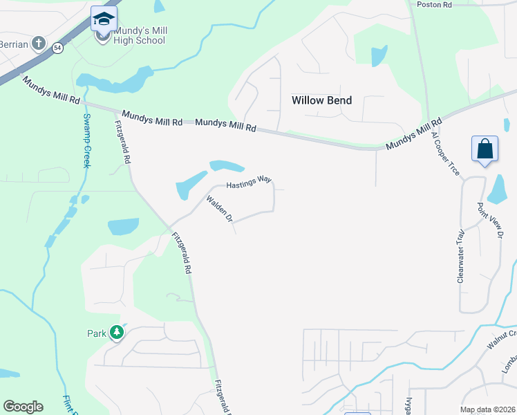 map of restaurants, bars, coffee shops, grocery stores, and more near 609 Hastings Way in Jonesboro