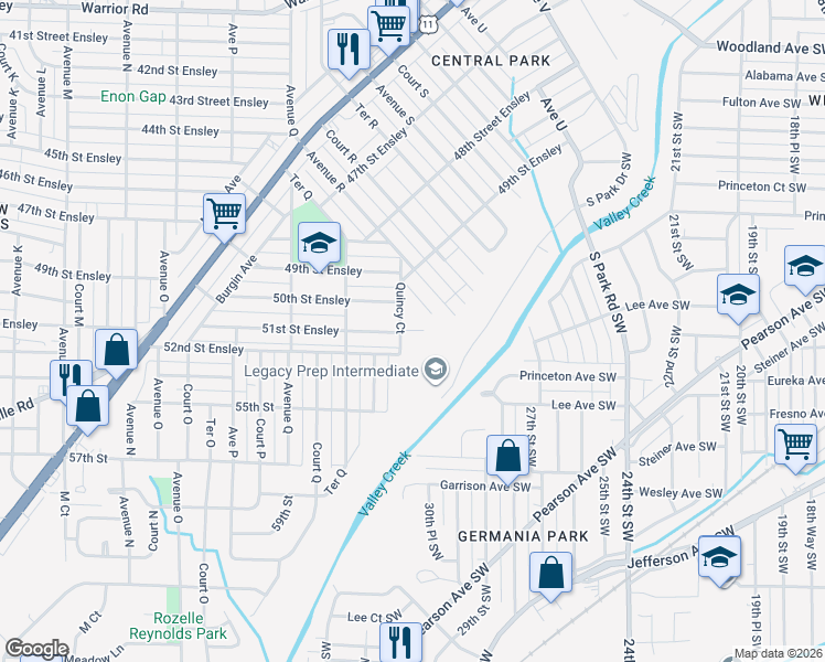 map of restaurants, bars, coffee shops, grocery stores, and more near 1792 51st Street Ensley in Birmingham