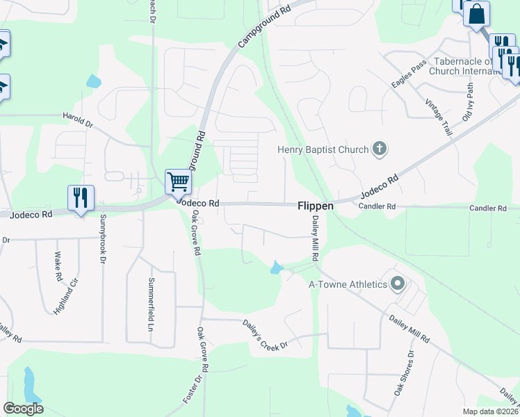 map of restaurants, bars, coffee shops, grocery stores, and more near 3808 Jodeco Road in McDonough