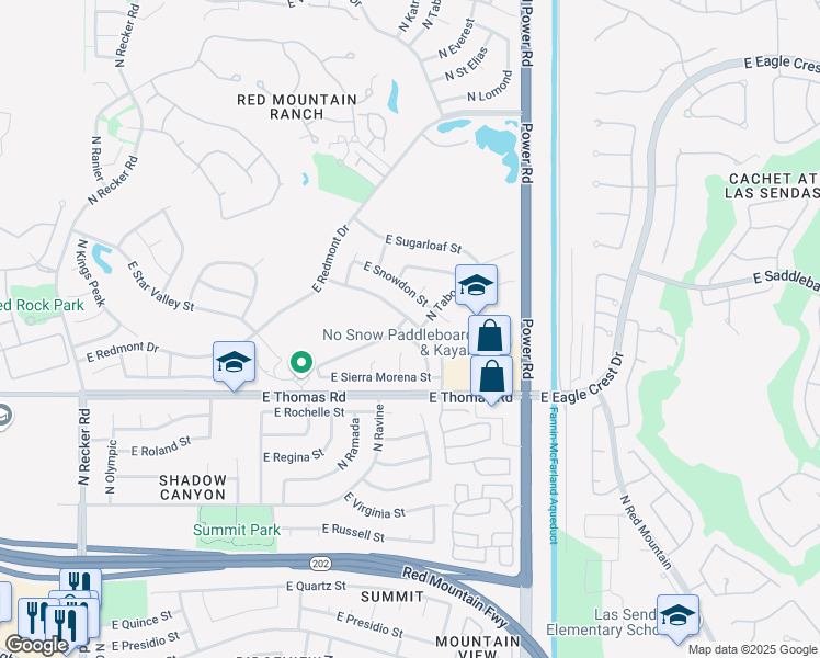 map of restaurants, bars, coffee shops, grocery stores, and more near 3709 North Katmai in Mesa
