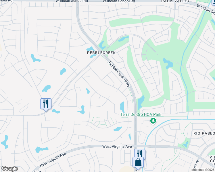 map of restaurants, bars, coffee shops, grocery stores, and more near 15667 West Earll Drive in Goodyear