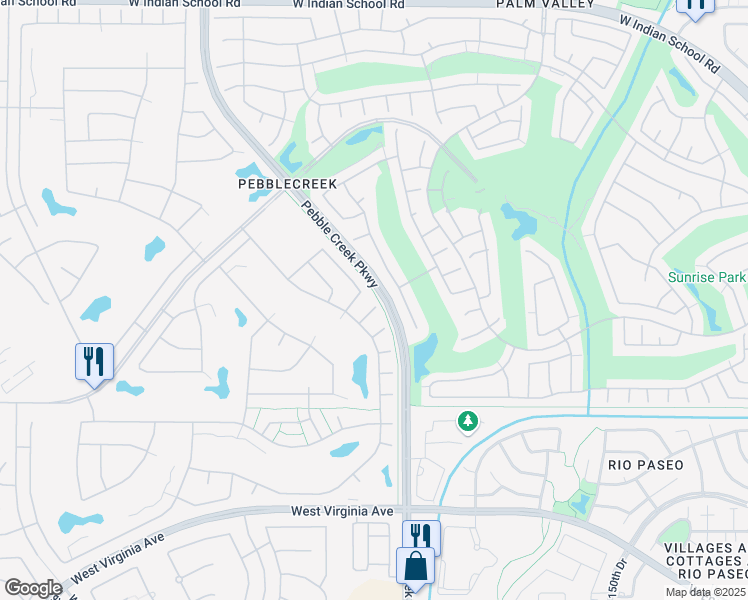 map of restaurants, bars, coffee shops, grocery stores, and more near 3206 North 156th Avenue in Goodyear