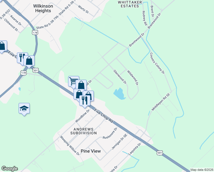 map of restaurants, bars, coffee shops, grocery stores, and more near 1264 Lakeshore Drive in Orangeburg