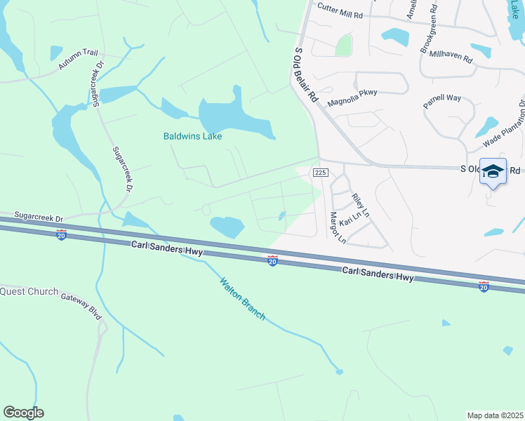 map of restaurants, bars, coffee shops, grocery stores, and more near 4836 Old Belair Lane in Grovetown