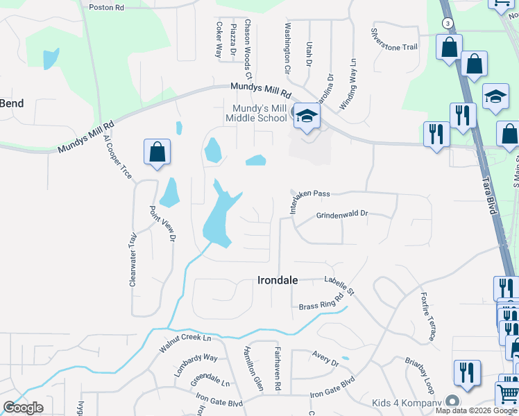 map of restaurants, bars, coffee shops, grocery stores, and more near 10006 Flagg Court in Jonesboro