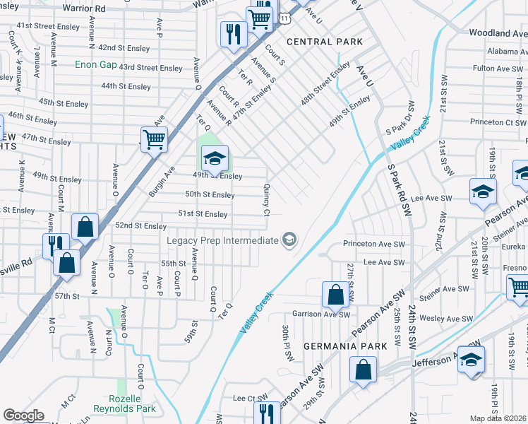 map of restaurants, bars, coffee shops, grocery stores, and more near 1792 51st Street Ensley in Birmingham