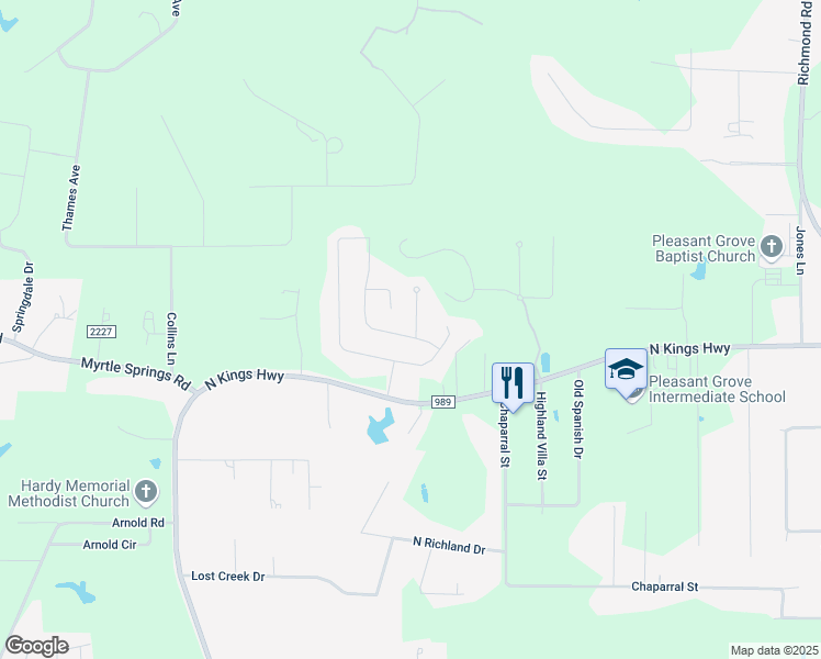 map of restaurants, bars, coffee shops, grocery stores, and more near 6802 Cameron Lane in Texarkana