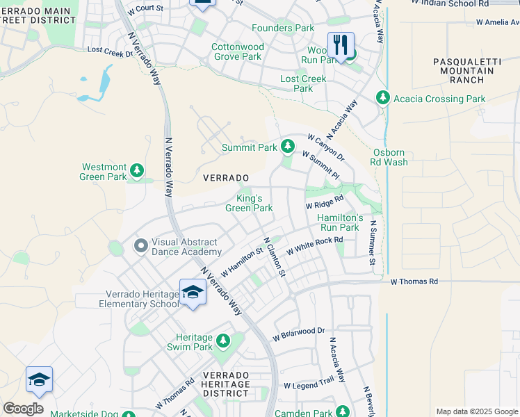 map of restaurants, bars, coffee shops, grocery stores, and more near 3211 North Clanton Street in Buckeye