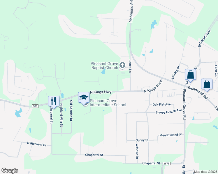 map of restaurants, bars, coffee shops, grocery stores, and more near 8617 North Kings Highway in Texarkana