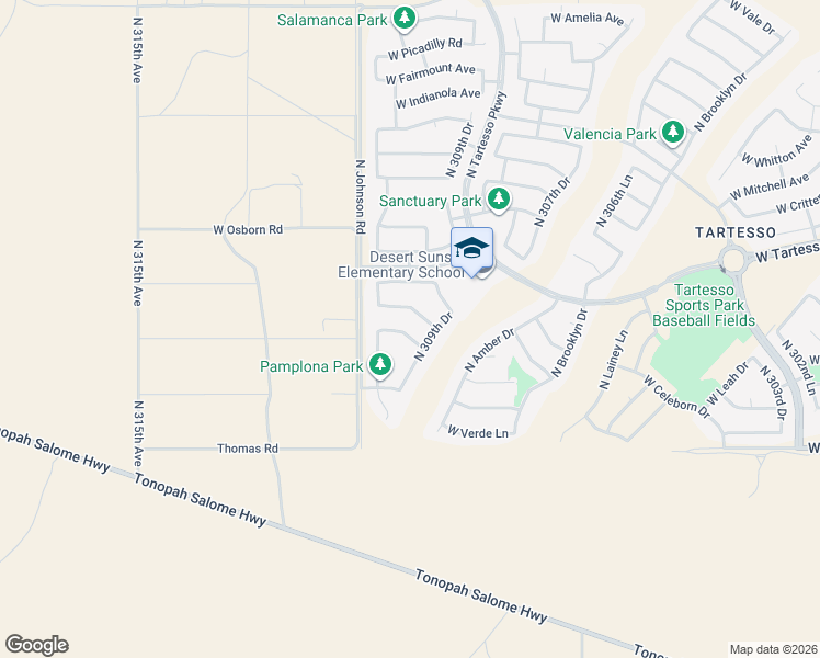map of restaurants, bars, coffee shops, grocery stores, and more near 31018 West Earll Drive in Buckeye
