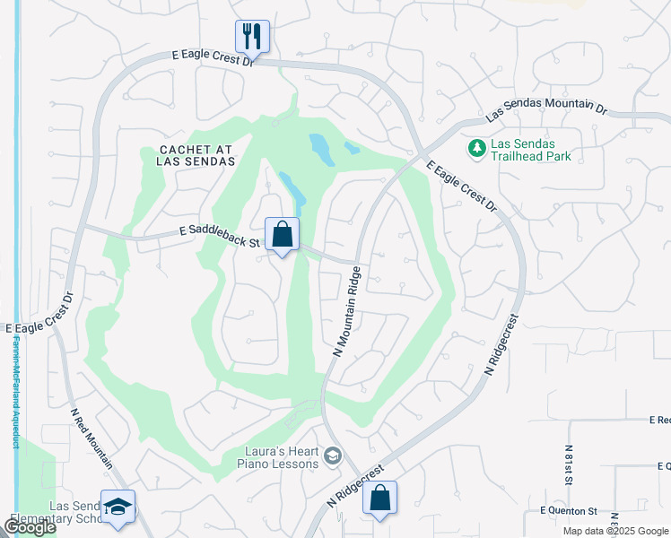 map of restaurants, bars, coffee shops, grocery stores, and more near 7548 East Snowdon Street in Mesa