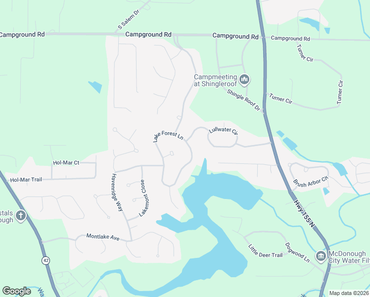 map of restaurants, bars, coffee shops, grocery stores, and more near 1010 Lake Forest Lane in McDonough