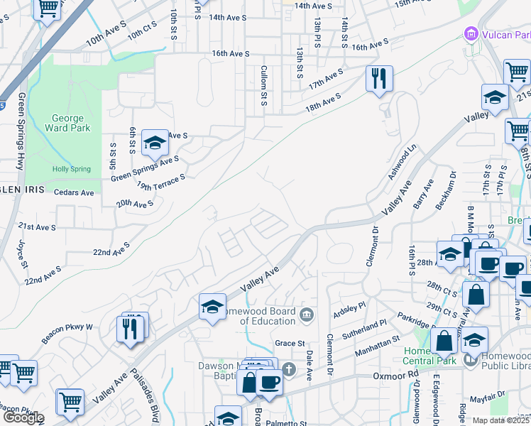 map of restaurants, bars, coffee shops, grocery stores, and more near 321 Golden Crest Circle in Birmingham