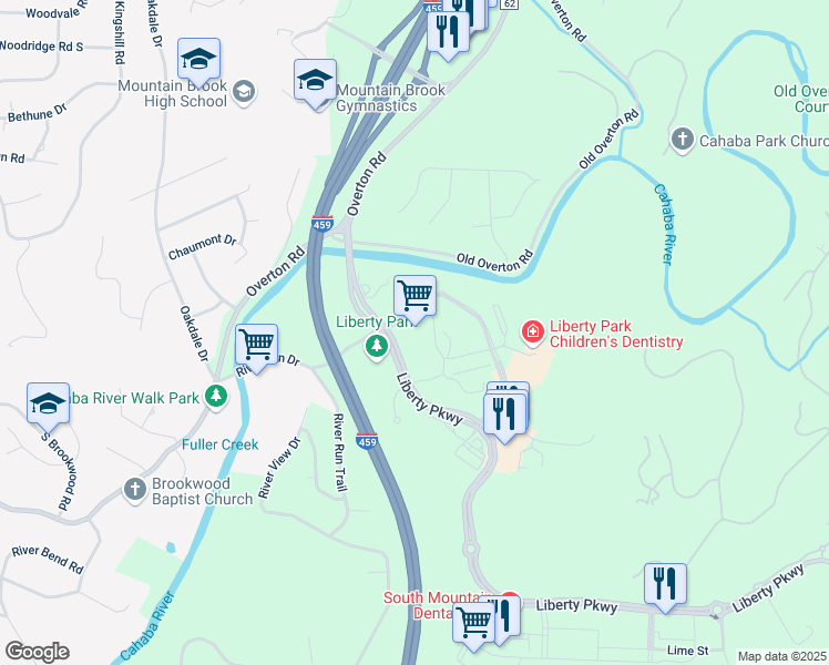 map of restaurants, bars, coffee shops, grocery stores, and more near 2000 Urban Center Parkway in Vestavia Hills