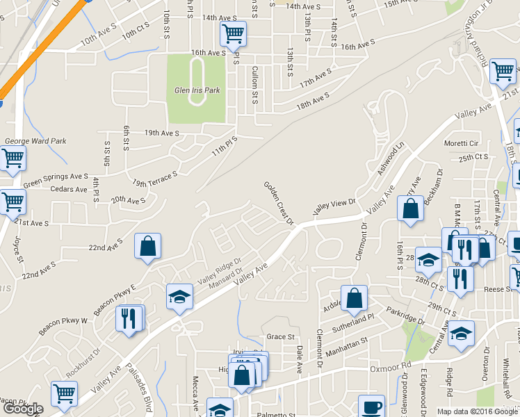 map of restaurants, bars, coffee shops, grocery stores, and more near 321 Golden Crest Circle in Birmingham