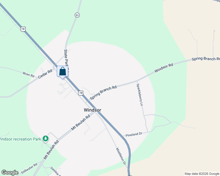 map of restaurants, bars, coffee shops, grocery stores, and more near State Highway 212 in Windsor