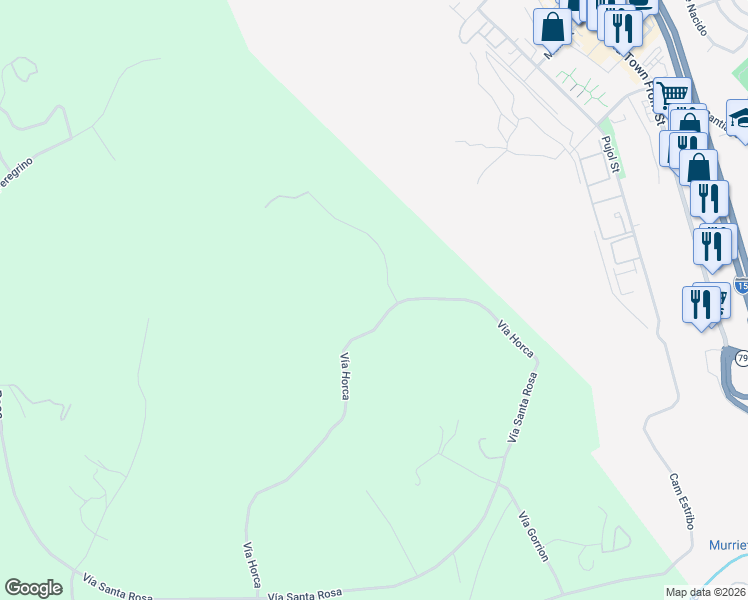 map of restaurants, bars, coffee shops, grocery stores, and more near Camino Gatillo in Temecula