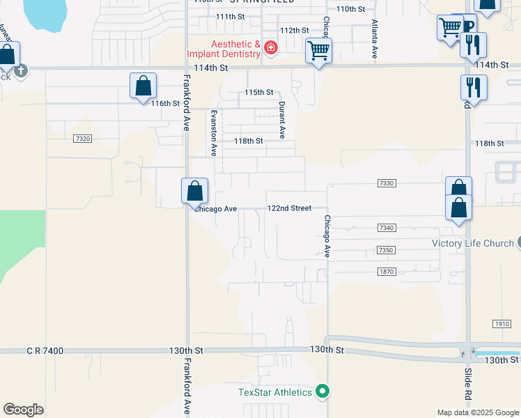 map of restaurants, bars, coffee shops, grocery stores, and more near 5611-5711 122nd Street in Lubbock
