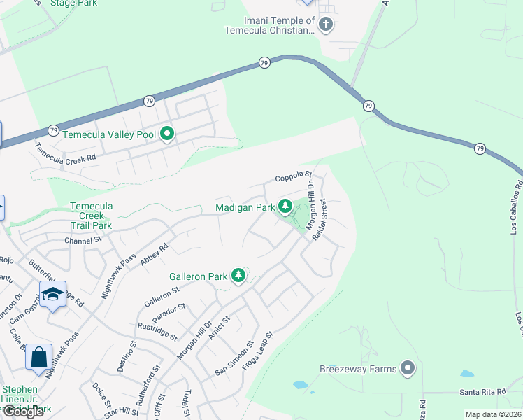 map of restaurants, bars, coffee shops, grocery stores, and more near 44263 Echelon Court in Temecula