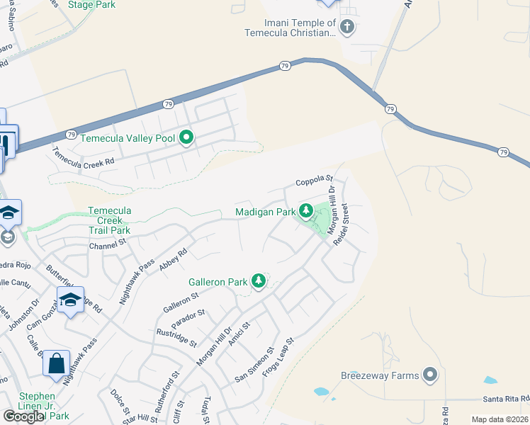 map of restaurants, bars, coffee shops, grocery stores, and more near 44201 Nighthawk Pass in Temecula