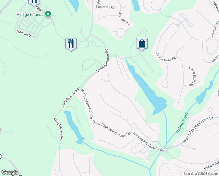 map of restaurants, bars, coffee shops, grocery stores, and more near 140 Foxhound Run Road in Aiken