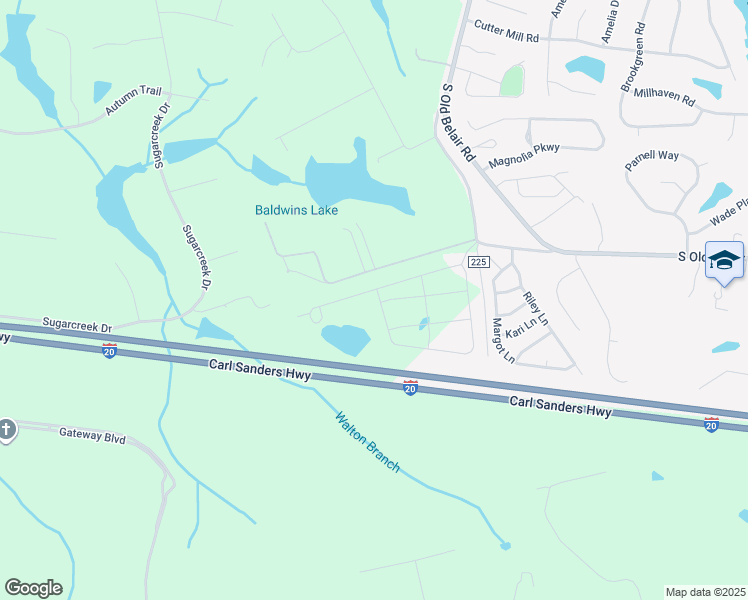 map of restaurants, bars, coffee shops, grocery stores, and more near 4836 Old Belair Lane in Grovetown
