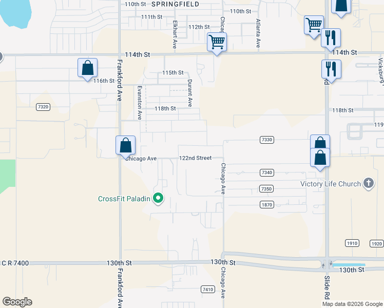 map of restaurants, bars, coffee shops, grocery stores, and more near 5605-5611 122nd Street in Lubbock