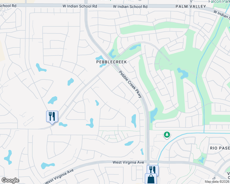 map of restaurants, bars, coffee shops, grocery stores, and more near 15667 West Earll Drive in Goodyear