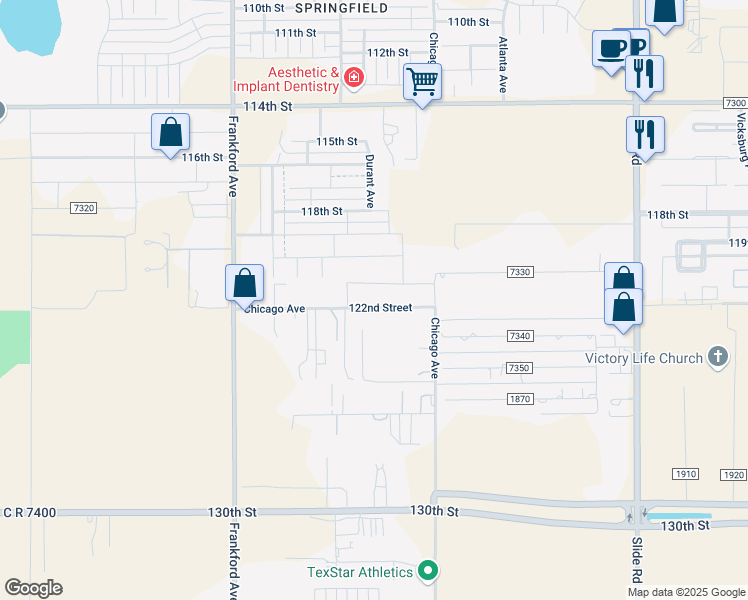 map of restaurants, bars, coffee shops, grocery stores, and more near 5605-5611 122nd Street in Lubbock