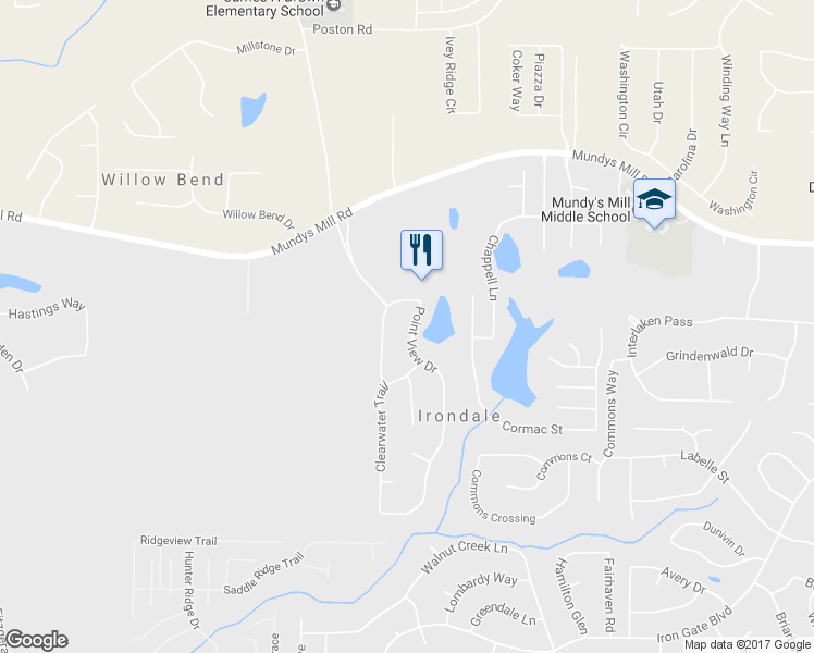 map of restaurants, bars, coffee shops, grocery stores, and more near 9959 Point View Drive in Jonesboro