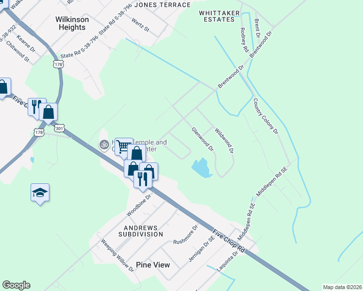 map of restaurants, bars, coffee shops, grocery stores, and more near 1136 Lakeshore Drive in Orangeburg