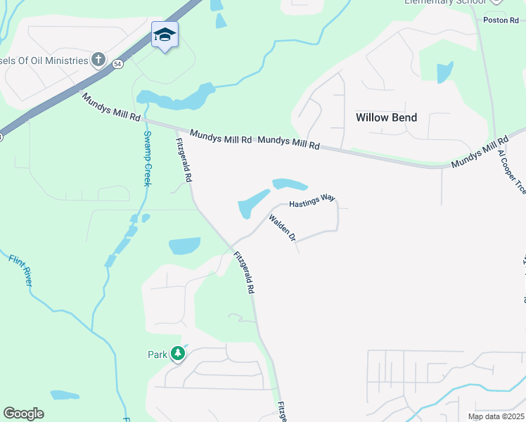 map of restaurants, bars, coffee shops, grocery stores, and more near 442 Hastings Way in Jonesboro