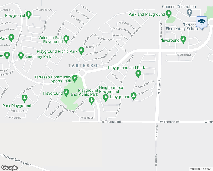 map of restaurants, bars, coffee shops, grocery stores, and more near 30038 West Earll Drive in Buckeye
