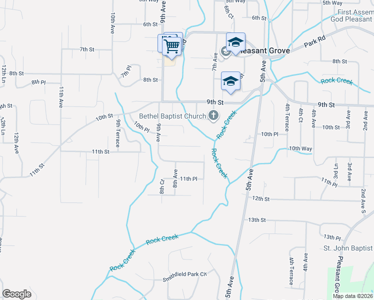 map of restaurants, bars, coffee shops, grocery stores, and more near 812 10th Way in Pleasant Grove