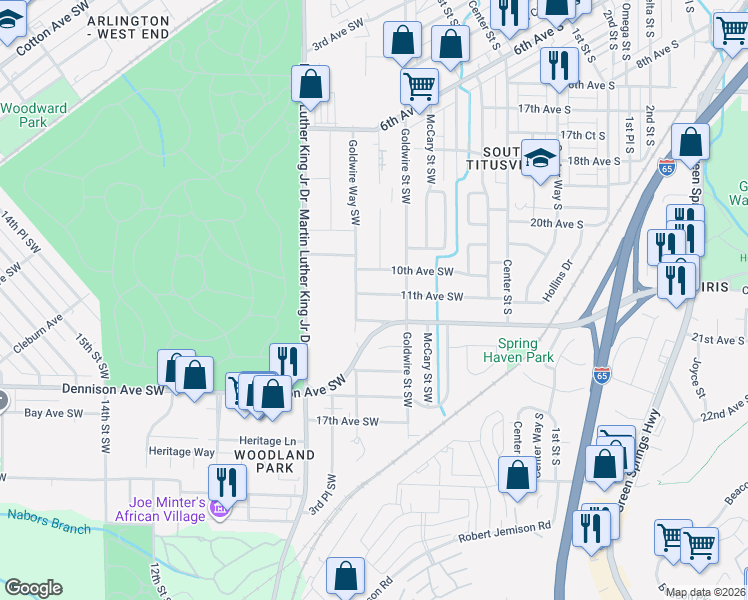 map of restaurants, bars, coffee shops, grocery stores, and more near 228 11th Avenue Southwest in Birmingham