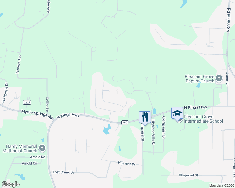 map of restaurants, bars, coffee shops, grocery stores, and more near 6714 Lawson Circle in Texarkana