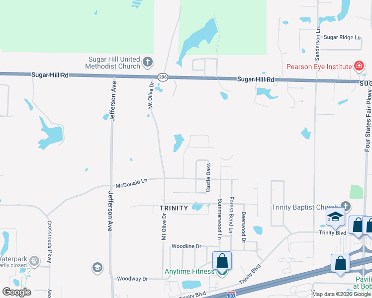map of restaurants, bars, coffee shops, grocery stores, and more near 6207 Timbercreek Drive in Texarkana